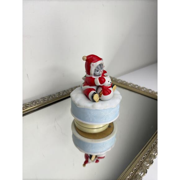 Rare Vintage Kitty Cucumber Cat and Snowman music box, works - Picture 4 of 10